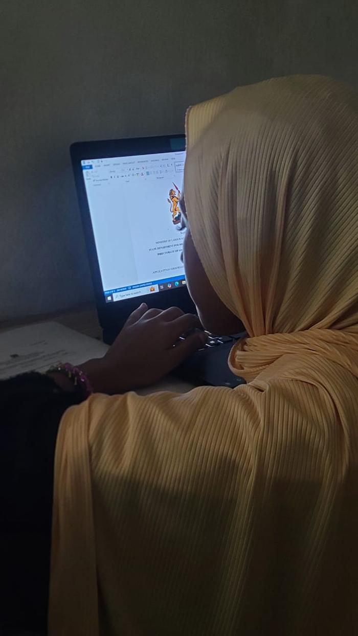 Learner working on a computer at Lamu Tech Hub