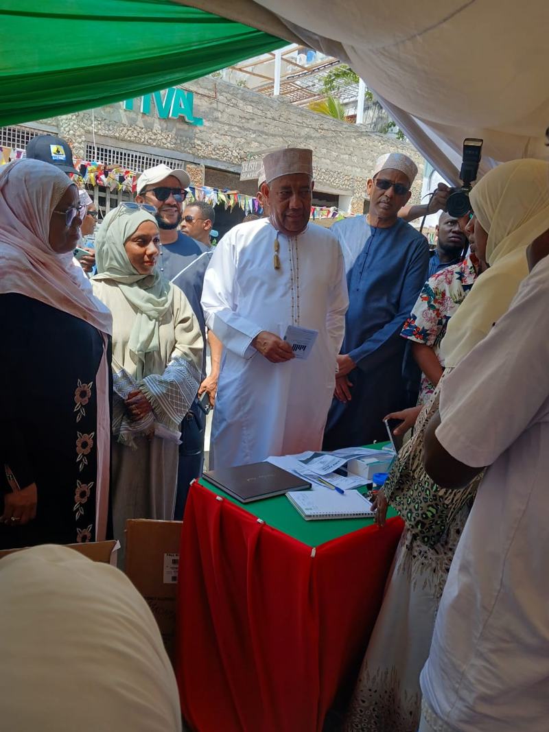 Guests visiting the Lamu Tech Hub stand at the Lamu Cultural Festival