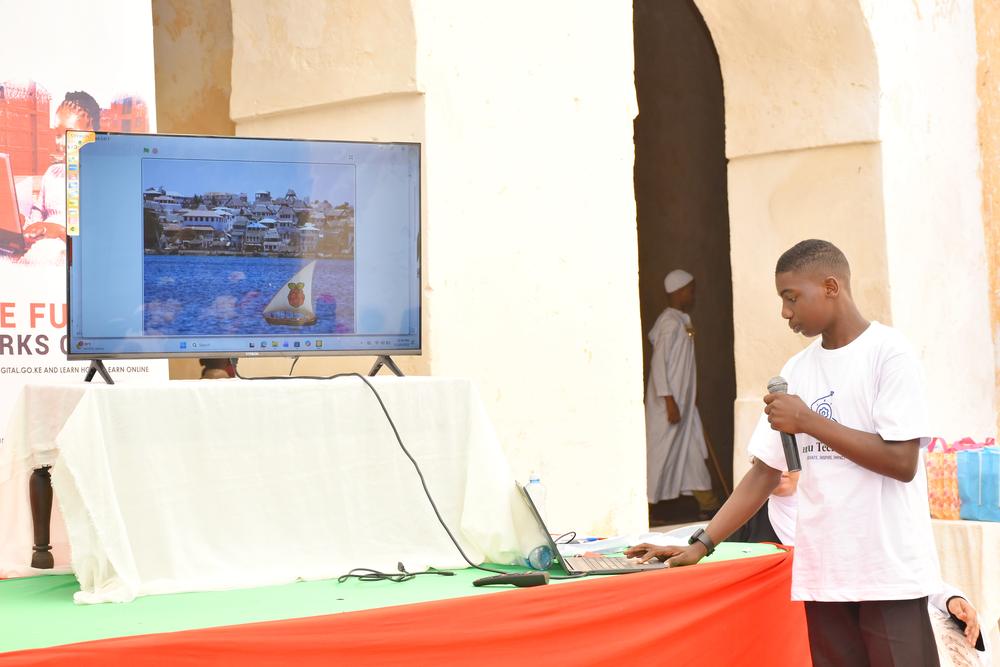 Student presenting an ocean-themed project