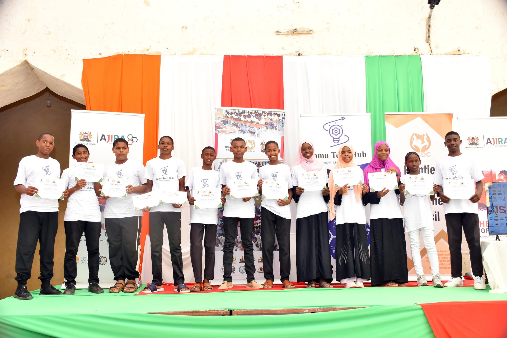 Lamu Tech Hub students receiving certificates at Tech Meets Culture